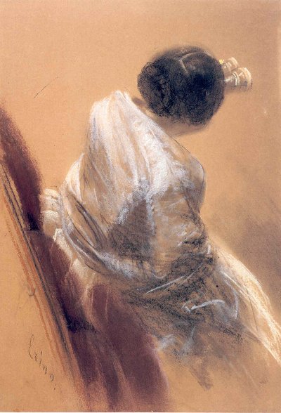Lady with Opera Glasses by Adolph Menzel